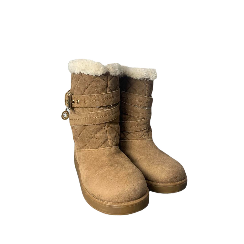 G By Guess Womens Quilted Faux Fur Lined Tan Ankle Boots Size 6M